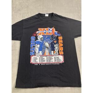 Super Bowl XLI 2007 Shirt Men's Large Black Graphic Print NFL Bears Colts